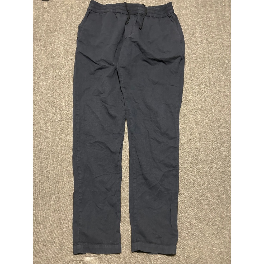 Sunspel joggers pants mens drawstRings blue Large cotton linen blend